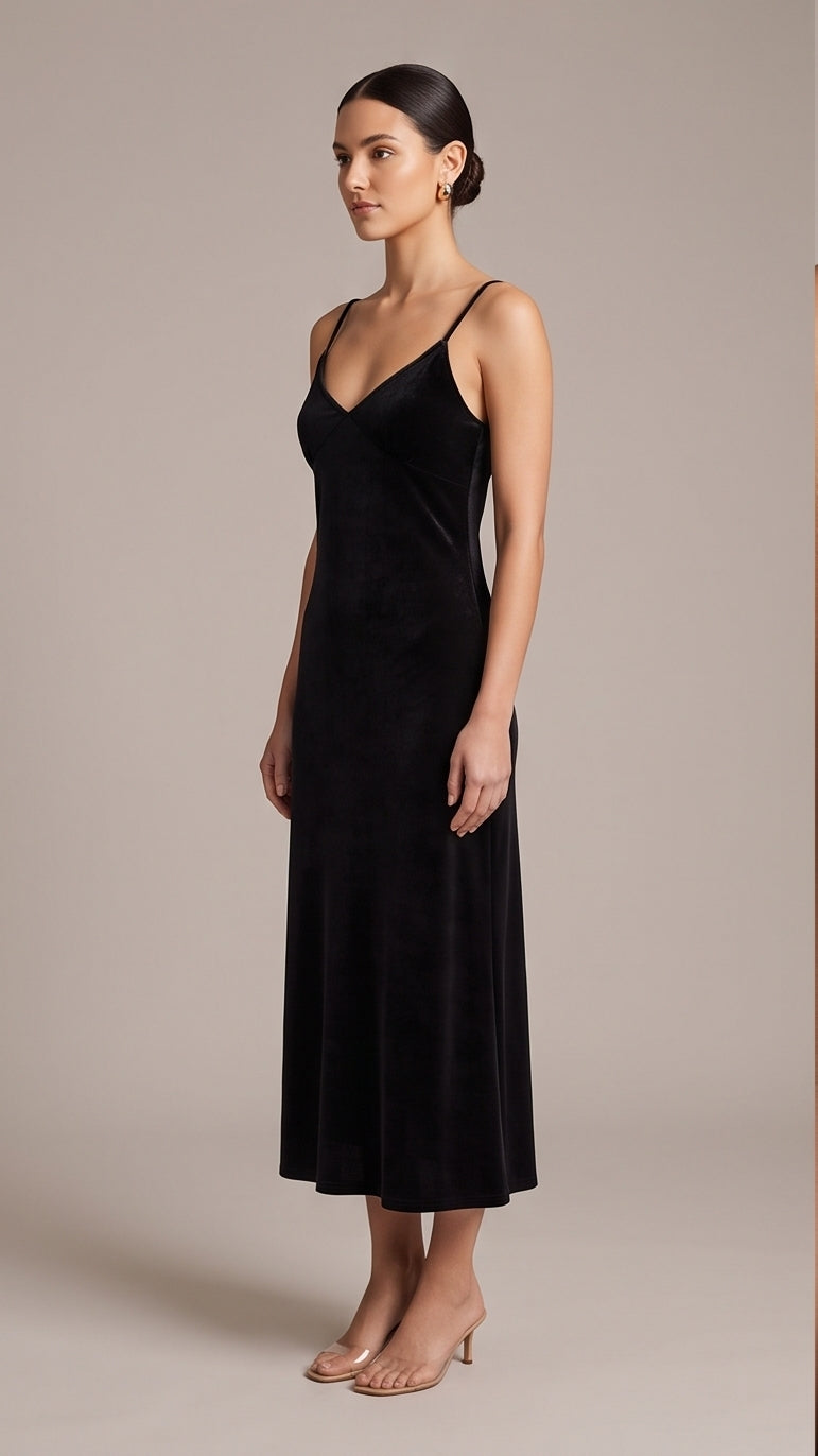 Black Velvet Slip Dress