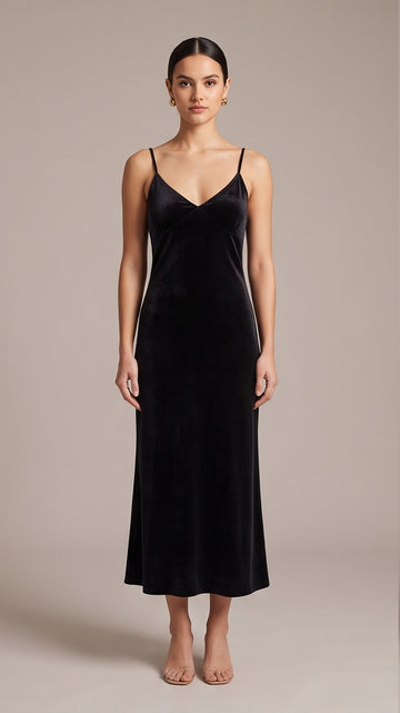 Black Velvet Slip Dress