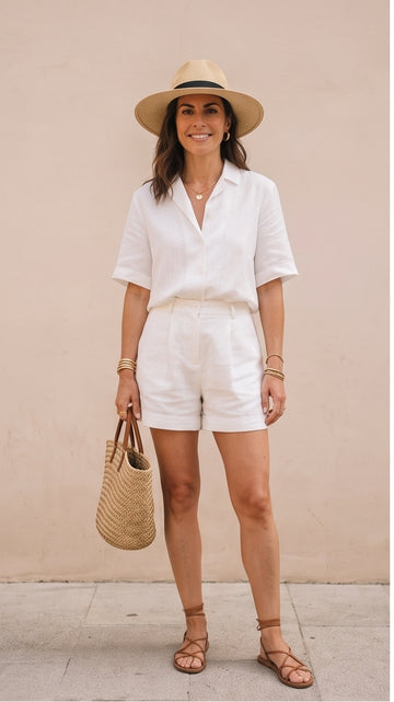 White Linen Two-Piece Set