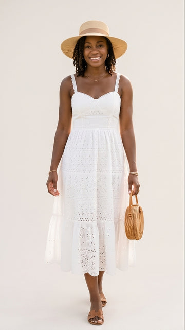 White Eyelet Tiered Sundress