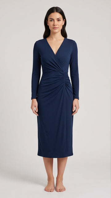 Midnight Blue Wrap Midi Dress